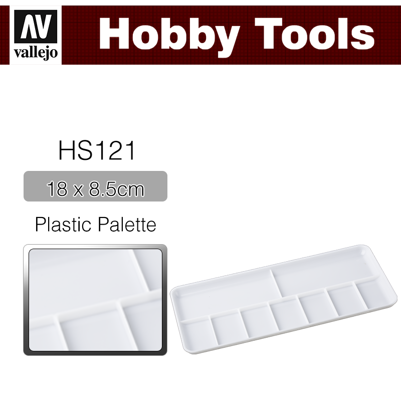 Vallejo Hobby Tools _ HS121 _ 18x8.5 cm _ Plastic Palette (rectangular)