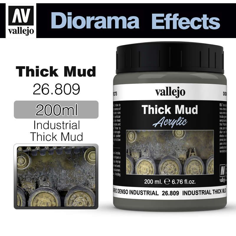 Vallejo Diorama Effects _ 26809 _ Thick Mud Texture _ 200ml _ Industrial Thick Mud