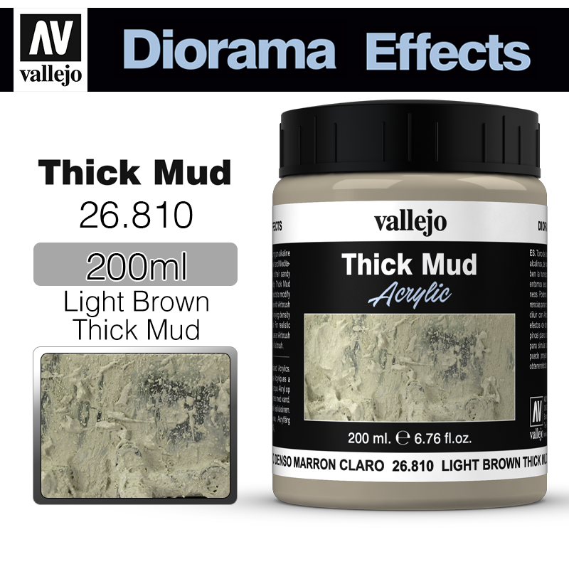 Vallejo Diorama Effects _ 26810 _ Thick Mud Texture _ 200ml _ Light Brown Thick Mud