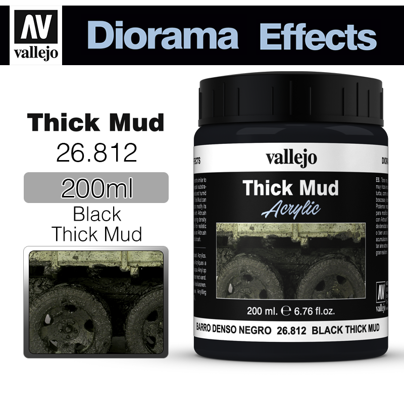 Vallejo Diorama Effects _ 26812 _ Thick Mud Texture _ 200ml _ Black Thick Mud