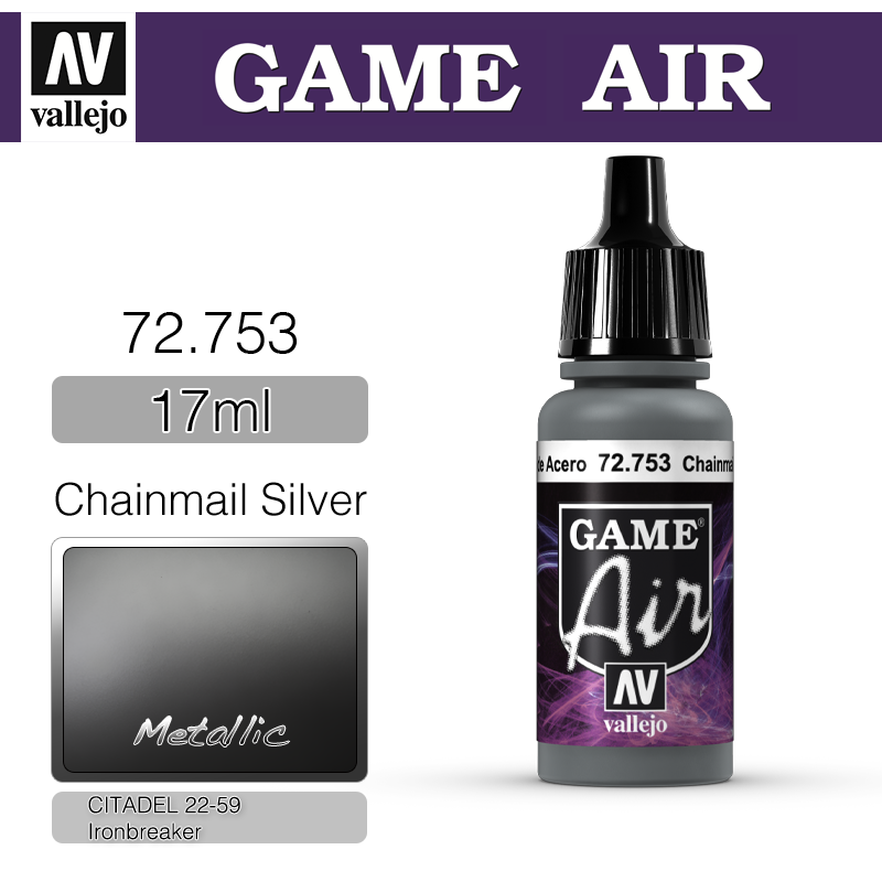 Vallejo Game Air _ 72753 _ Chainmail Silver (Metallic)(* 단종)
