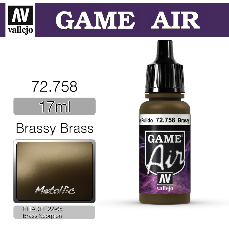 Vallejo Game Air _ 72758 _ Brassy Brass (Metallic)(* 단종)