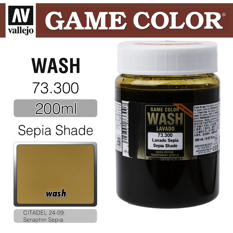 Vallejo Game Color _ 73300 _ Wash _ 200ml _ Sepia Shade (* 단종)