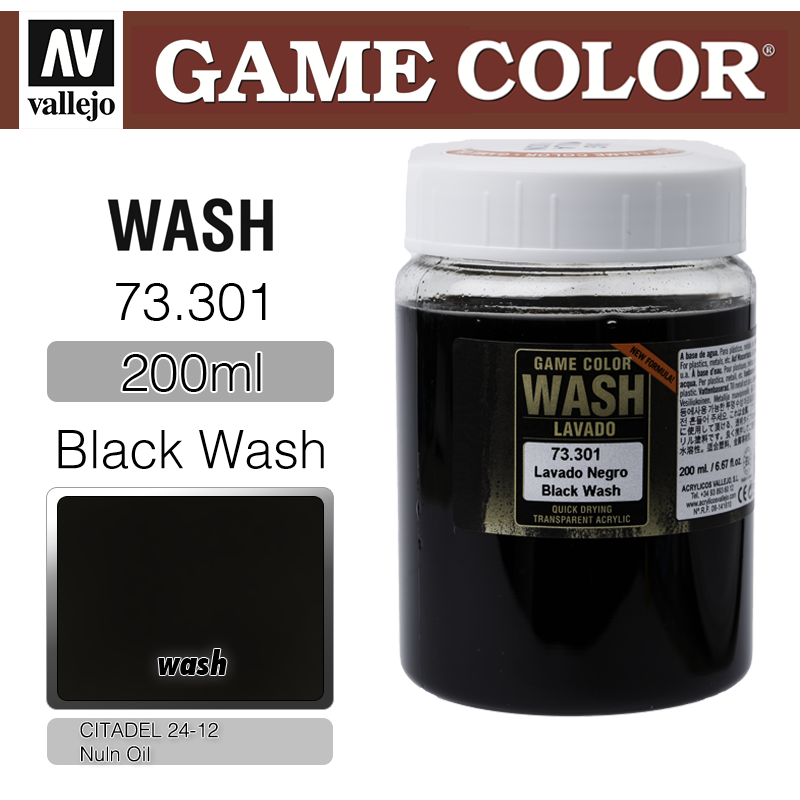 Vallejo Game Color _ 73301 _ Wash _ 200ml _ Black Wash (* 단종)