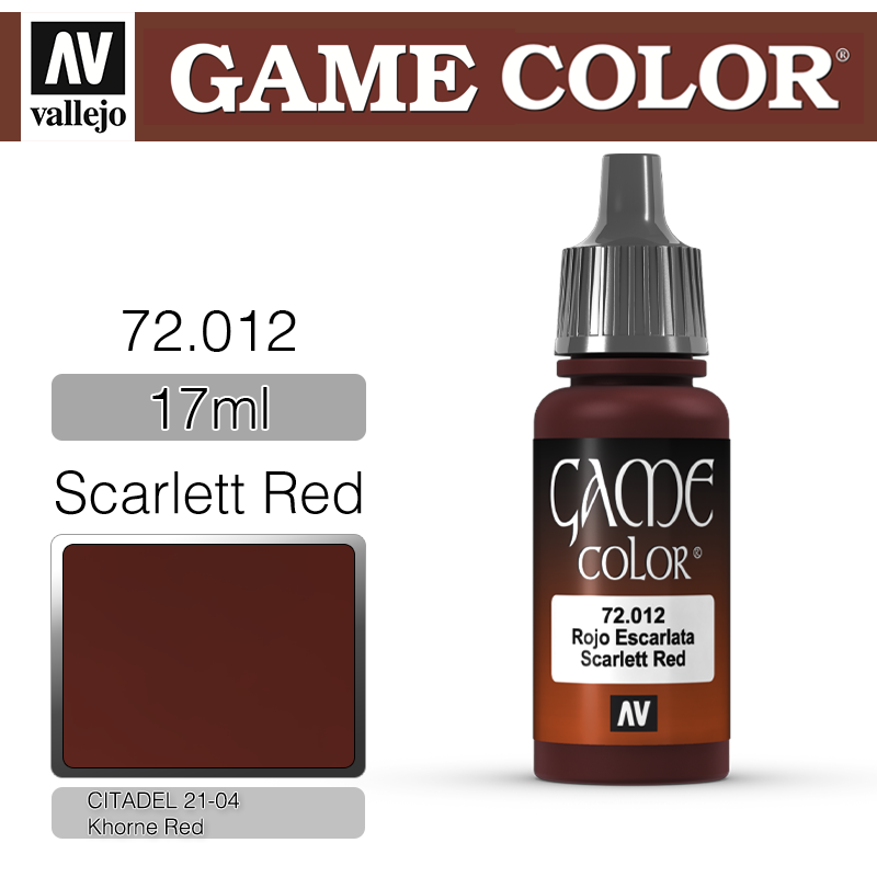 Vallejo Game Color _ 72012 _ Scarlett Red (* 단종)
