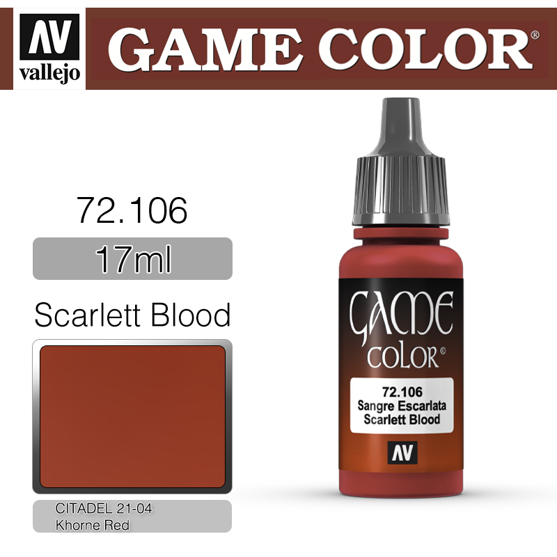 Vallejo Game Color _ 72106 _ Scarlett Blood (* 단종)