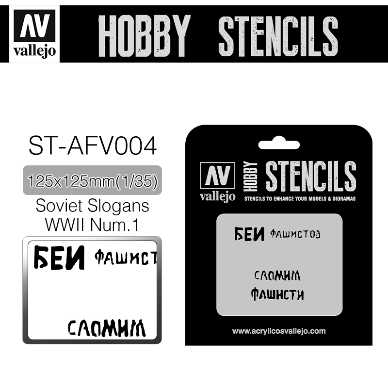 Vallejo Hobby Stencils _ ST-AFV004 _ Soviet Slogans WWII nº 1