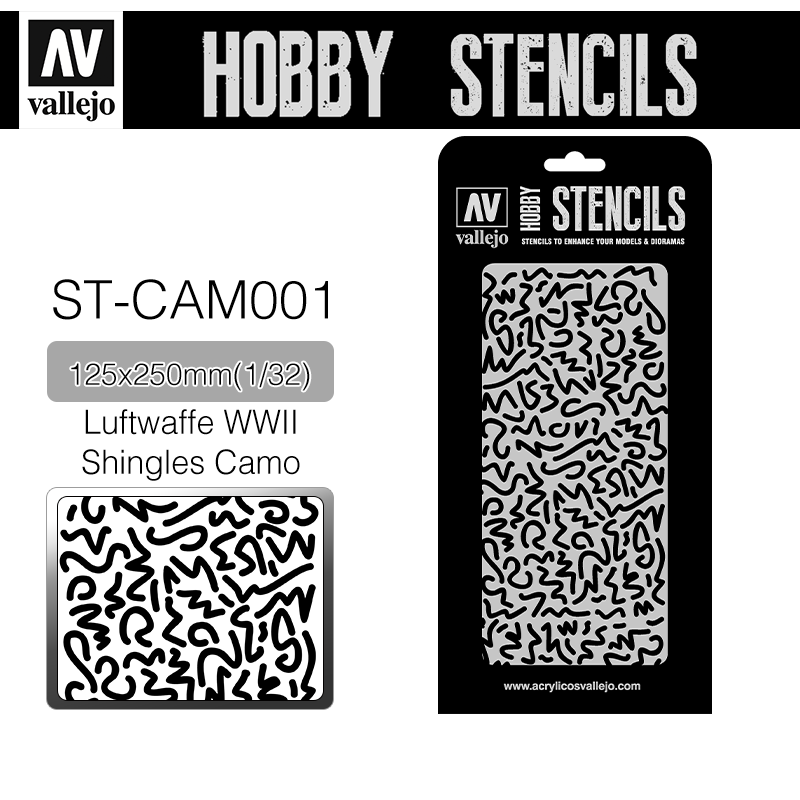 Vallejo Hobby Stencils _ ST-CAM001 _ Luftwaffe WWII Shingles Camo