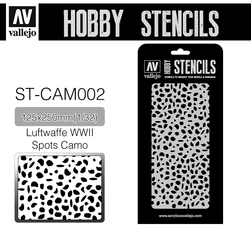 Vallejo Hobby Stencils _ ST-CAM002 _ Luftwaffe WWII Spots Camo