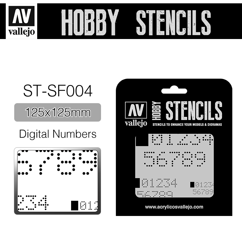 Vallejo Hobby Stencils _ ST-SF004 _ Digital Numbers