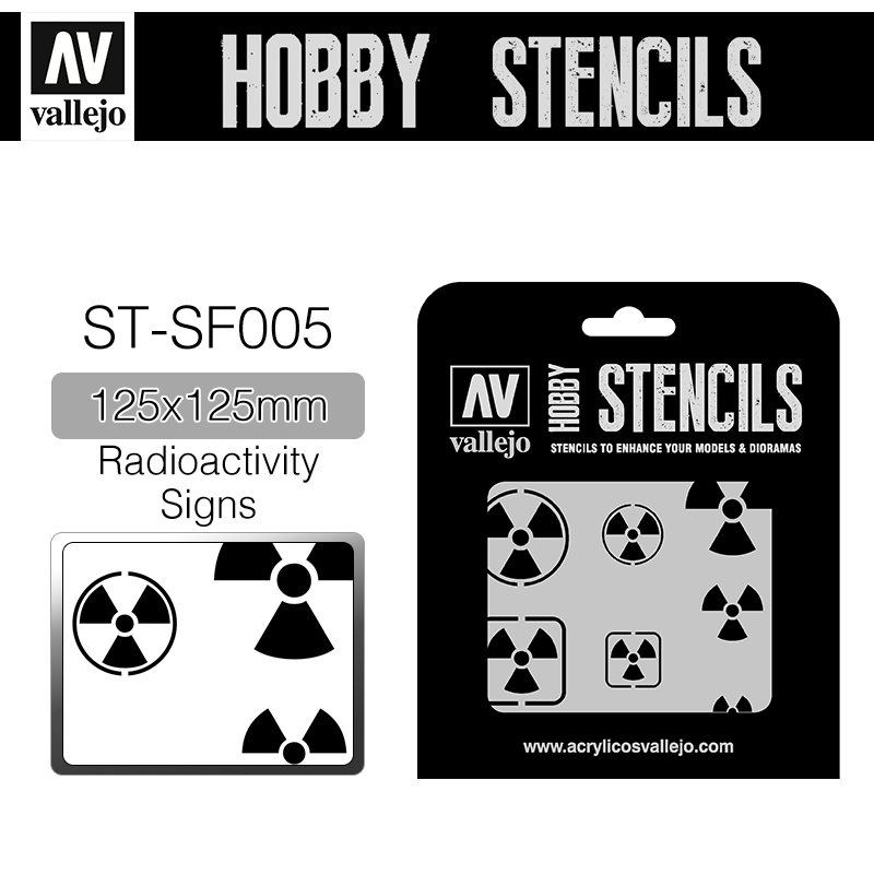Vallejo Hobby Stencils _ ST-SF005 _ Radioactivity Signs