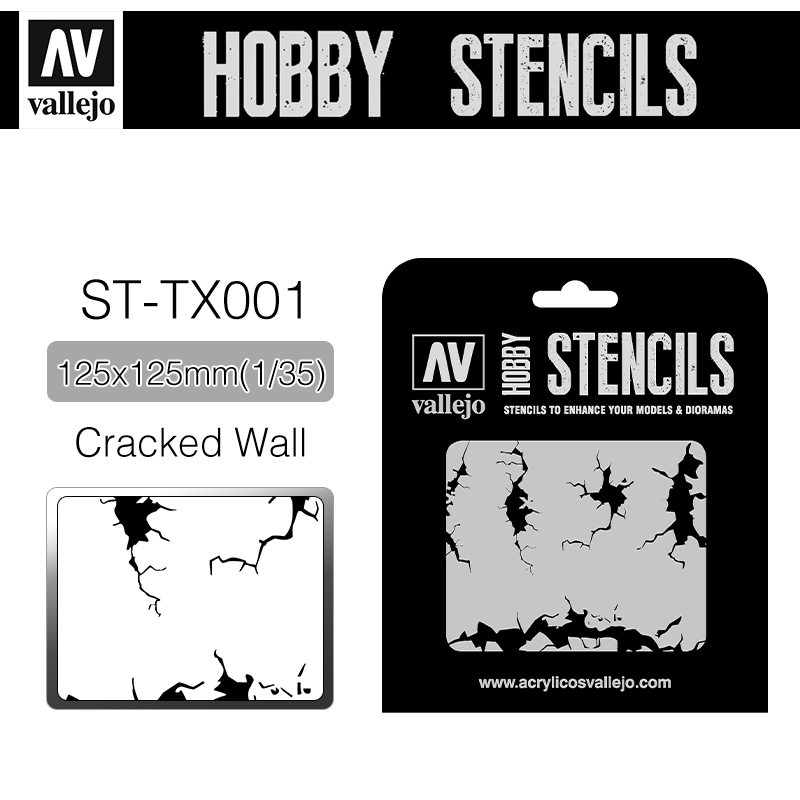 Vallejo Hobby Stencils _ ST-TX001 _ Cracked Wall