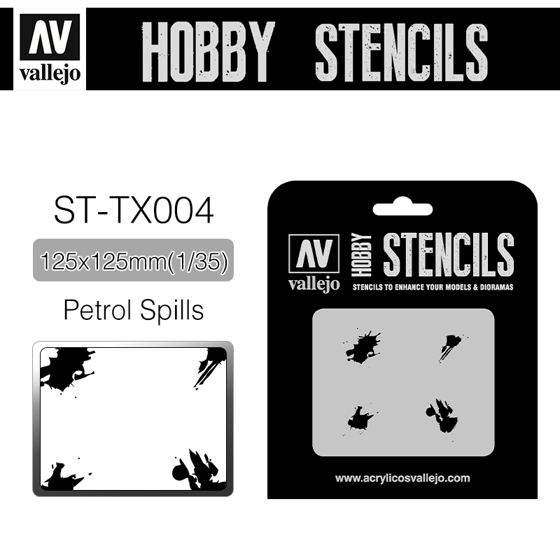Vallejo Hobby Stencils _ ST-TX004 _ Petrol Spills