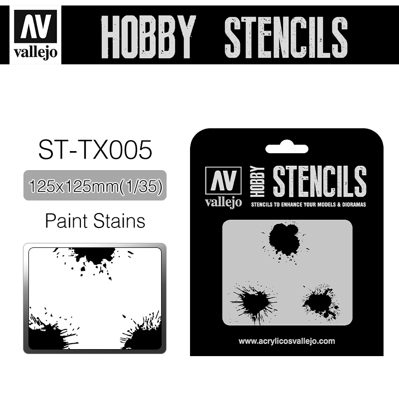 Vallejo Hobby Stencils _ ST-TX005 _ Paint Stains