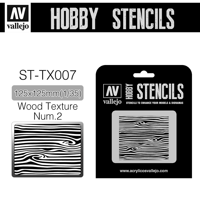 Vallejo Hobby Stencils _ ST-TX007 _ Wood Texture nº 2
