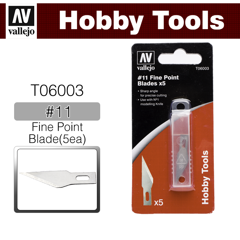 Vallejo Hobby Tools _ T06003 _ #11 Fine Point Blade (5ea)