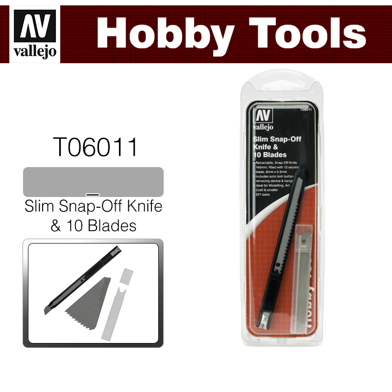 Vallejo Hobby Tools _ T06011 _ Slim Snap-Off Knife & 10 Blades