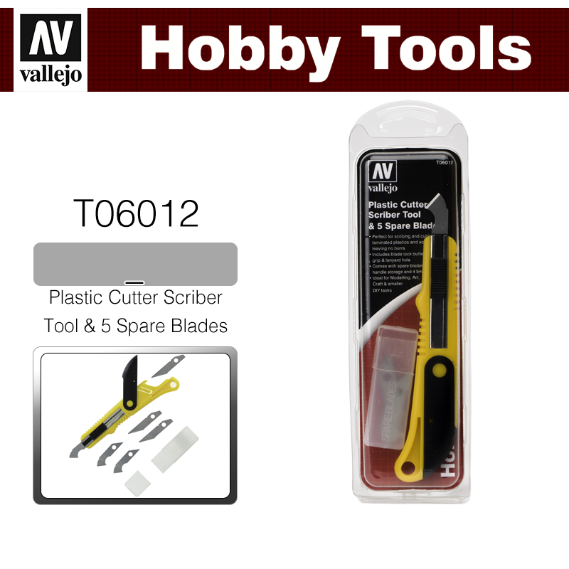Vallejo Hobby Tools _ T06012 _ Plastic Cutter Scriber Tool & 5 Spare Blades