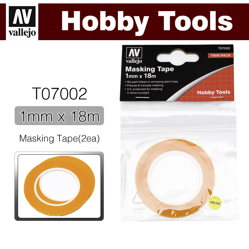 Vallejo Hobby Tools _ T07002 _ Masking Tape (1mmx18m) (2ea)