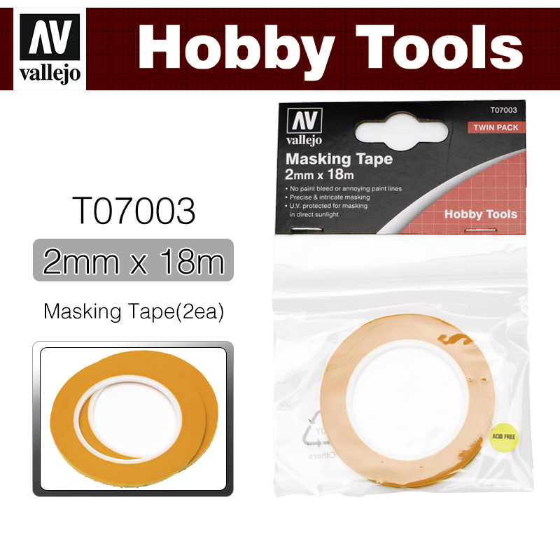 Vallejo Hobby Tools _ T07003 _ Masking Tape (2mmx18m) (2ea)
