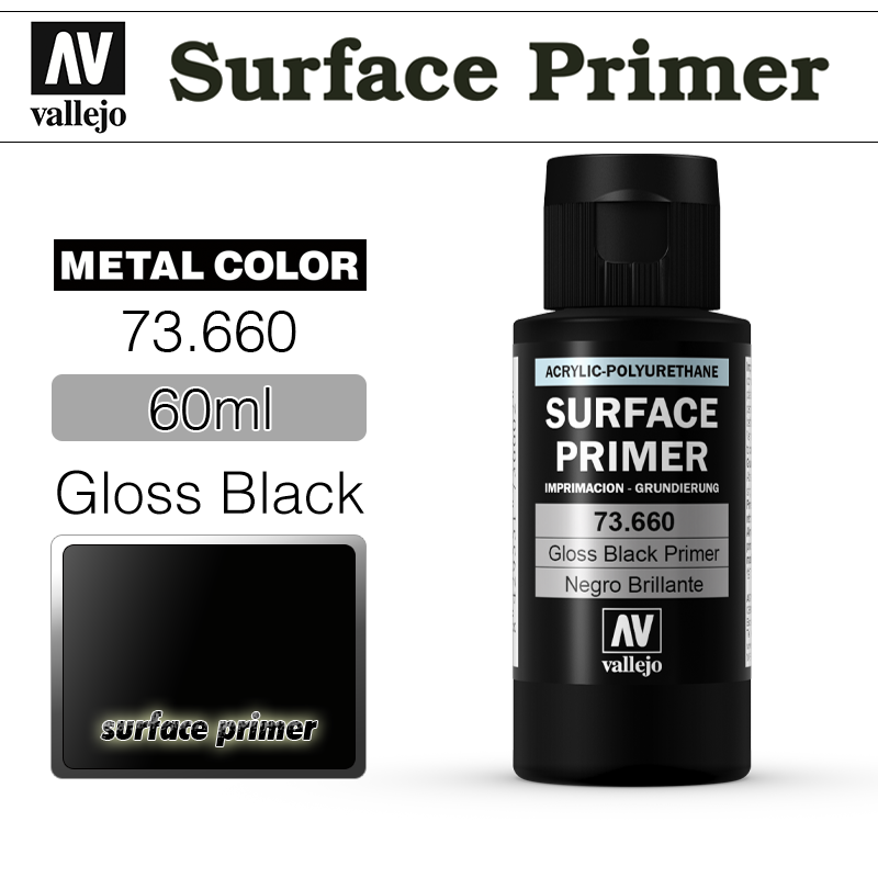 Vallejo Surface Primer _ 73660 _ 60ml _ Gloss Black