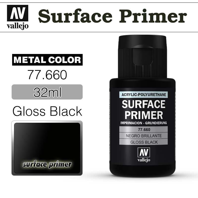 Vallejo Surface Primer _ 77660 _ 32ml _ Gloss Black