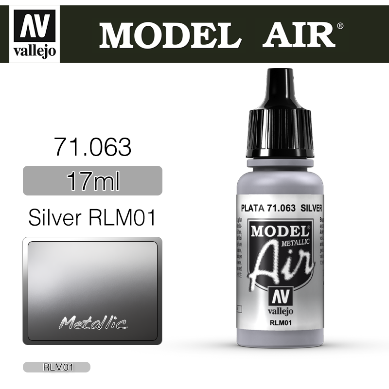 Vallejo Model Air _ 71063 _ Silver RLM01 (Metallic)
