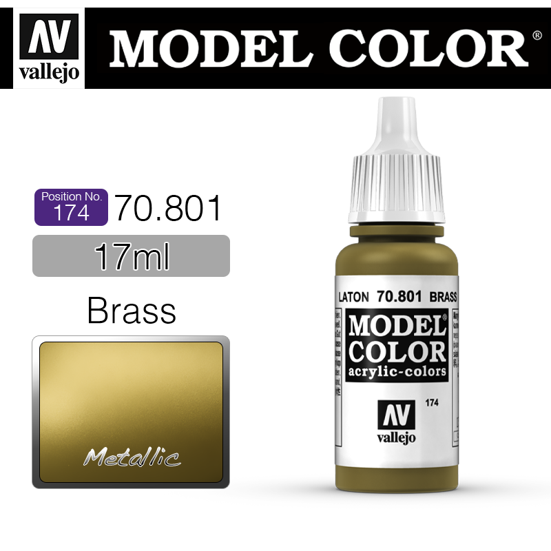 Vallejo Model Color_ [174] 70801 _ Brass (Metallic)(*단종)