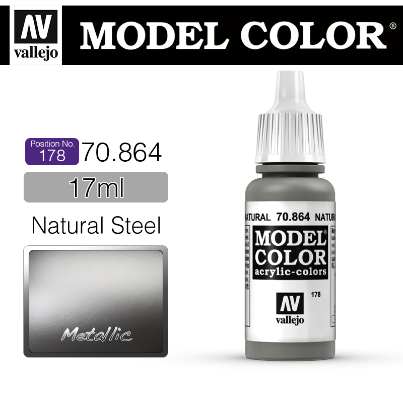Vallejo Model Color_ [178] 70864 _ Natural Steel (Metallic)(*단종)