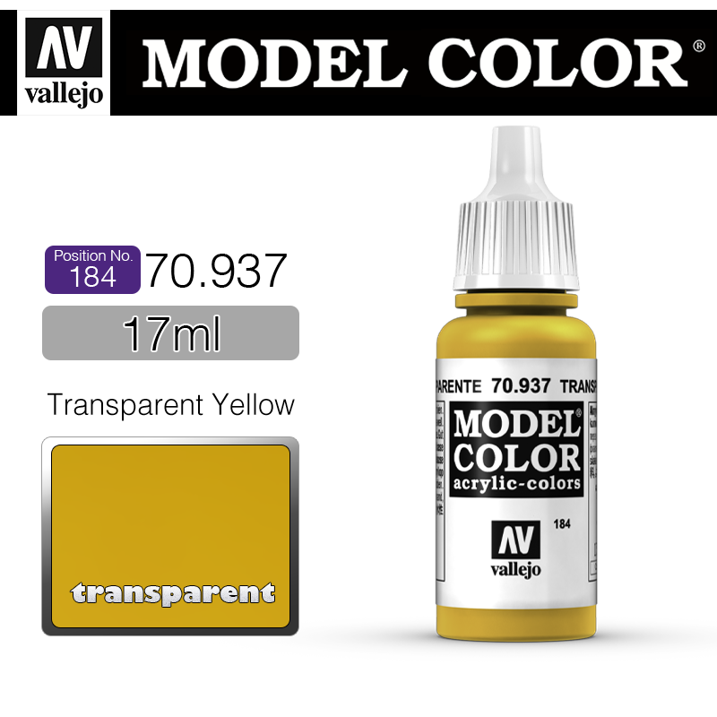 Vallejo Model Color_ [184] 70937 _ Transparent Yellow(*단종)