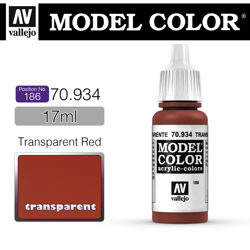 Vallejo Model Color_ [186] 70934 _ Transparent Red(*단종)