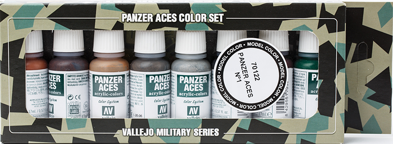 Vallejo Paint Set  _ 70122 _ Nº 1 - Rust, tracks, rubber (8 Colors, Panzer Aces)(*단종)