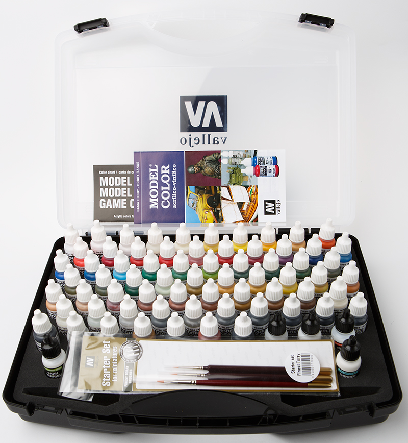 Vallejo Paint Set  _ 70172 _ 72 Hobby Range colors + Brushes (Model Color)