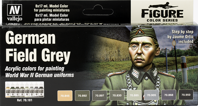 Vallejo Paint Set  _ 70181 _ Figure Color Series _ German Field Grey Uniform (by Jaume Ortiz, 8 Colors, Model Color)
