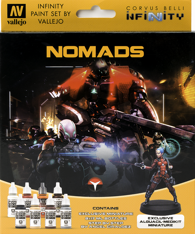 Vallejo Paint Set  _ 70233 _ Infinity Nomads Exclusive Miniature Paint Set ( 8 colors + figure )<클리어런스 세일 중>