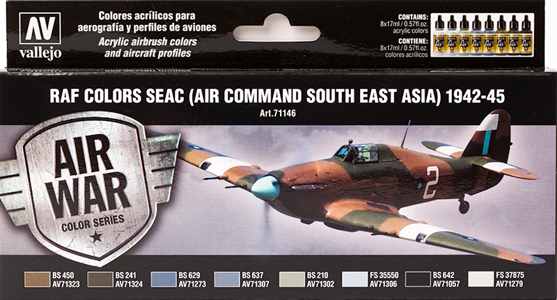 Vallejo Paint Set  _ 71146 _ Air War Color Series _ RAF Colors SEAC (Air Command South East Asia) 1942-1945 (Model Air)