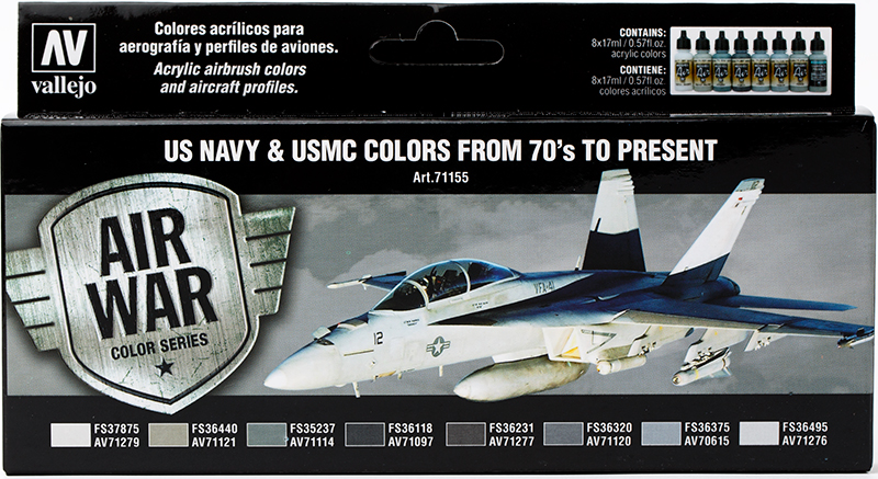 Vallejo Paint Set  _ 71155 _ Air War Color Series _ US NAVY & USMC Colors from 70's to present (Model Air)