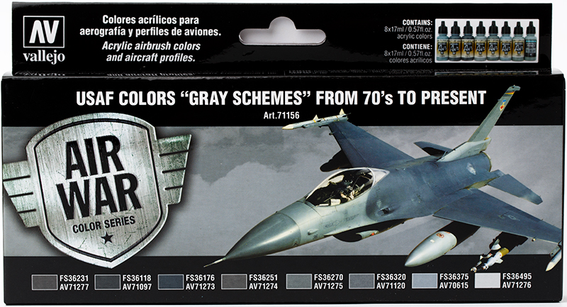 Vallejo Paint Set  _ 71156 _ Air War Color Series _ USAF Colors "Gray Schemes" from 70's to present (Model Air)