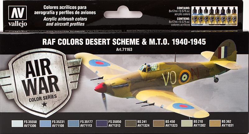 Vallejo Paint Set  _ 71163 _ Air War Color Series _ RAF Colors Desert Scheme & MTO 1940-1945 (Model Air)
