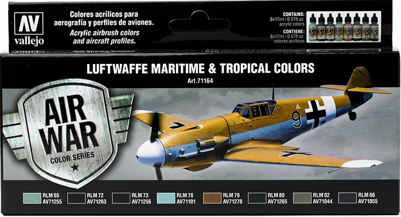 Vallejo Paint Set  _ 71164 _ Air War Color Series _ Luftwaffe Maritime and Tropical Colors