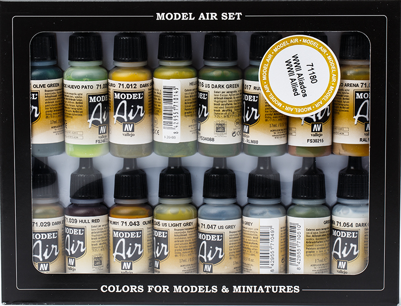 Vallejo Paint Set  _ 71180 _ Allied Forces WWII (16 Colors, Model Air)