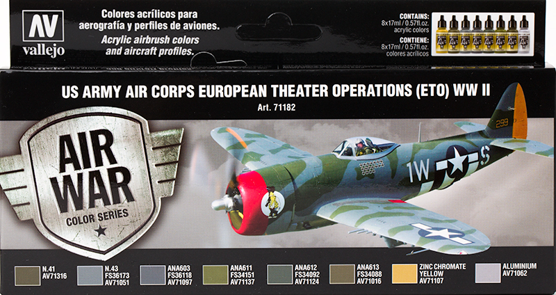Vallejo Paint Set  _ 71182 _ Air War Color Series _ US Army Air Corps European Theater Operations (ETO) WWII (Model Air)