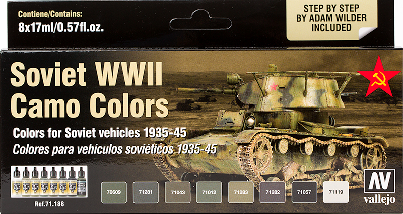 Vallejo Paint Set  _ 71188 _ AFV Color Series _ Soviet WWII Camo Colors (by Adam Wilder, Model Air)