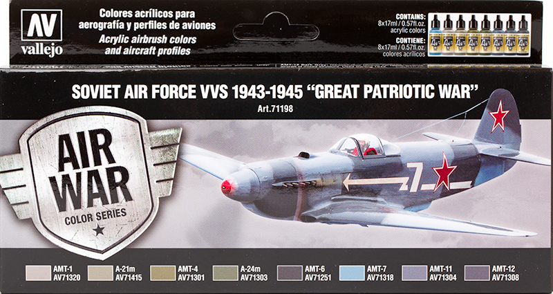Vallejo Paint Set  _ 71198 _ Air War Color Series _ Soviet Air Force VVS 1943-1945  "Great Patriotic War" (Model Air)