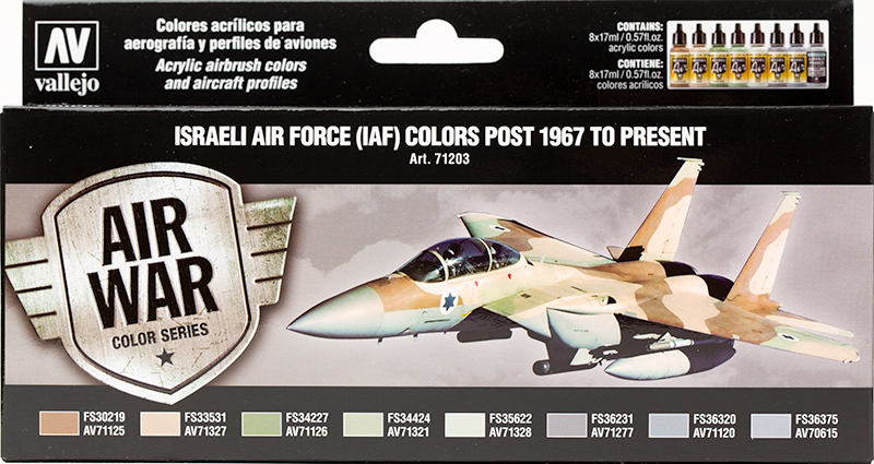 Vallejo Paint Set  _ 71203 _ Air War Color Series _ Israeli Air Force(IAF) Colors Post 1967 to Present (Model Air)