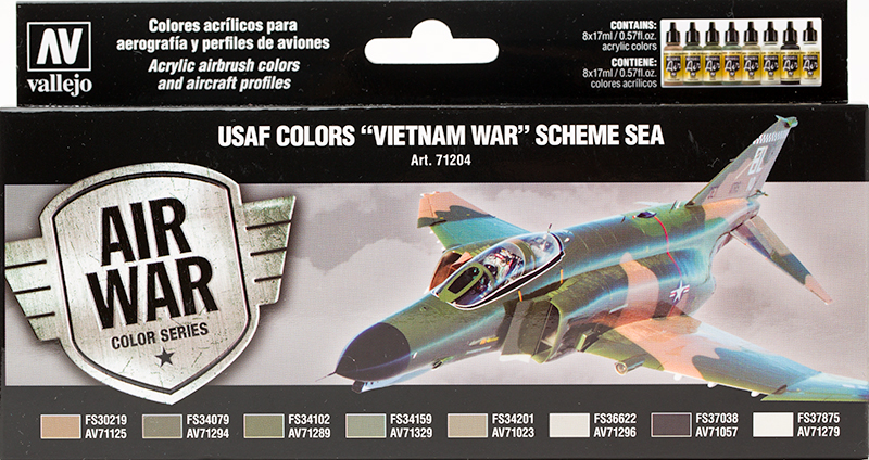 Vallejo Paint Set  _ 71204 _ Air War Color Series _ USAF Colors "Vietnam War" Scheme Sea (Model Air)