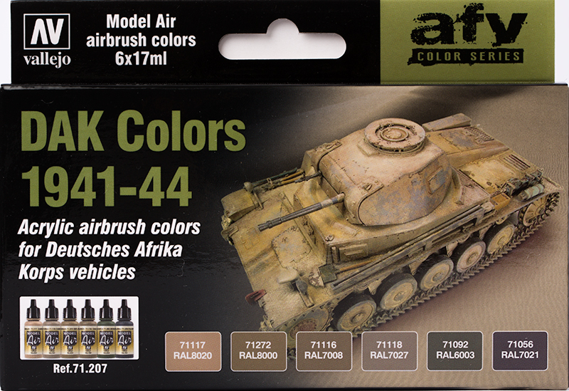 Vallejo Paint Set  _ 71207 _ AFV Color Series _ DAK Colors 1941-1944 (Model Air)