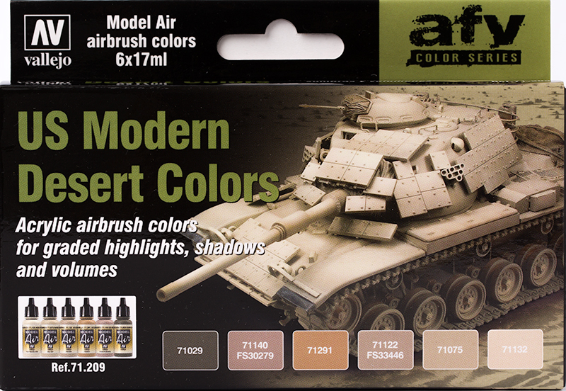 Vallejo Paint Set  _ 71209 _ AFV Color Series _ US Modern Desert Colors (Model Air)