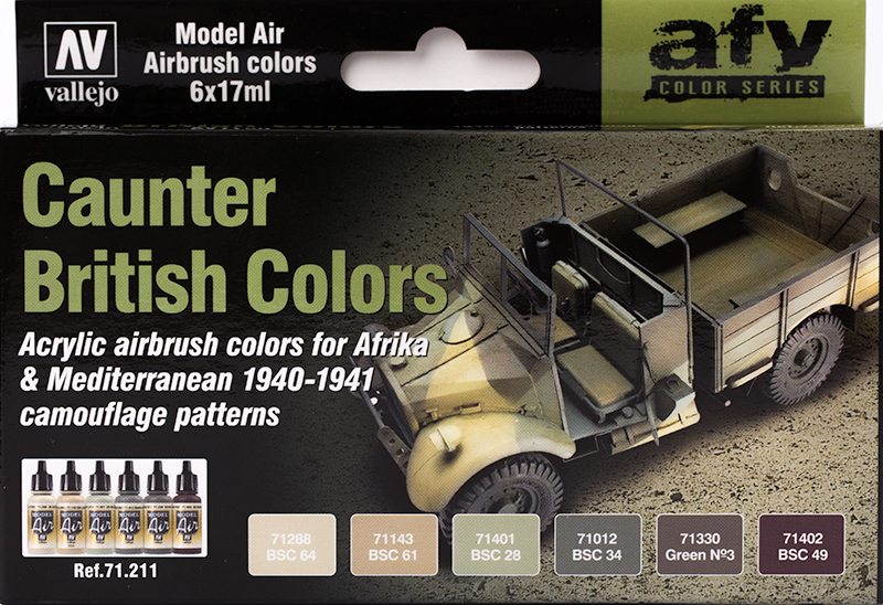 Vallejo Paint Set  _ 71211 _ AFV Color Series _ British Caunter Colors (Model Air)