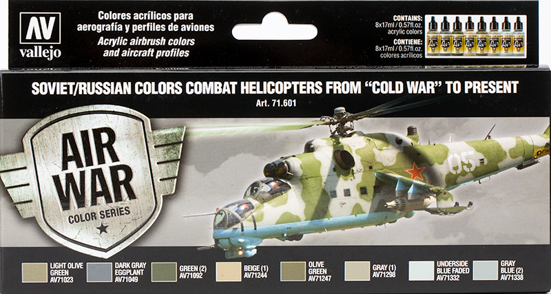 Vallejo Paint Set  _ 71601 _ Air War Color Series _ Soviet / Russian Colors Combat Helicopters From "Cold War" to Present (Model Air)